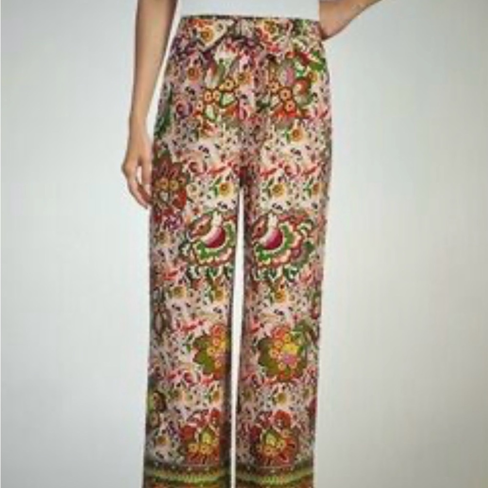 NWT Gibson and Latimer pink  Multicolor Floral 70’s wide leg gaucho pants 2xL